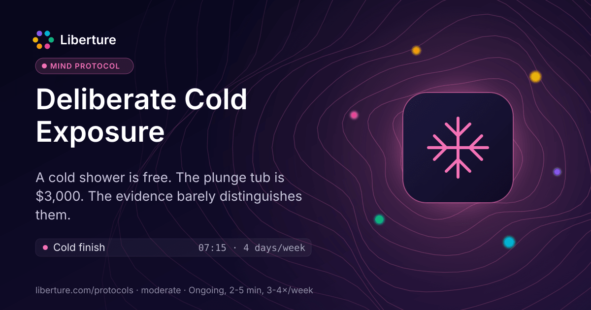 Deliberate Cold Exposure: mind protocol. A cold shower is free. The plunge tub is $3,000. The evidence barely distinguishes them.