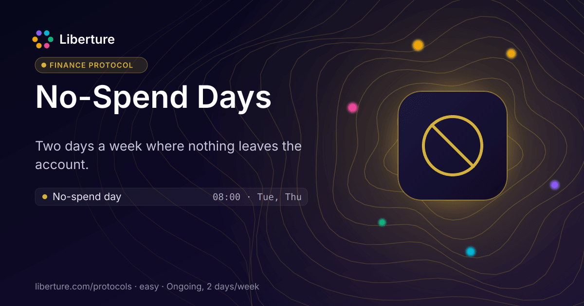 No-Spend Days: finance protocol. Two days a week where nothing leaves the account.