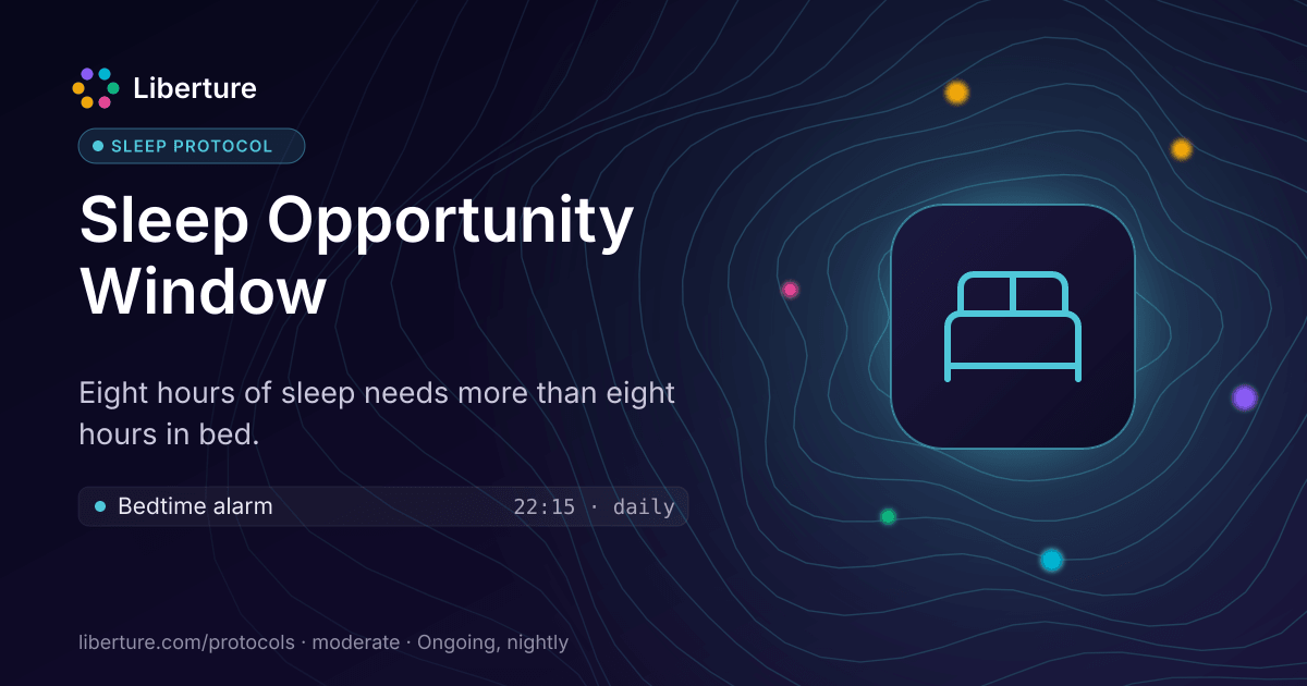 Sleep Opportunity Window: sleep protocol. Eight hours of sleep needs more than eight hours in bed.