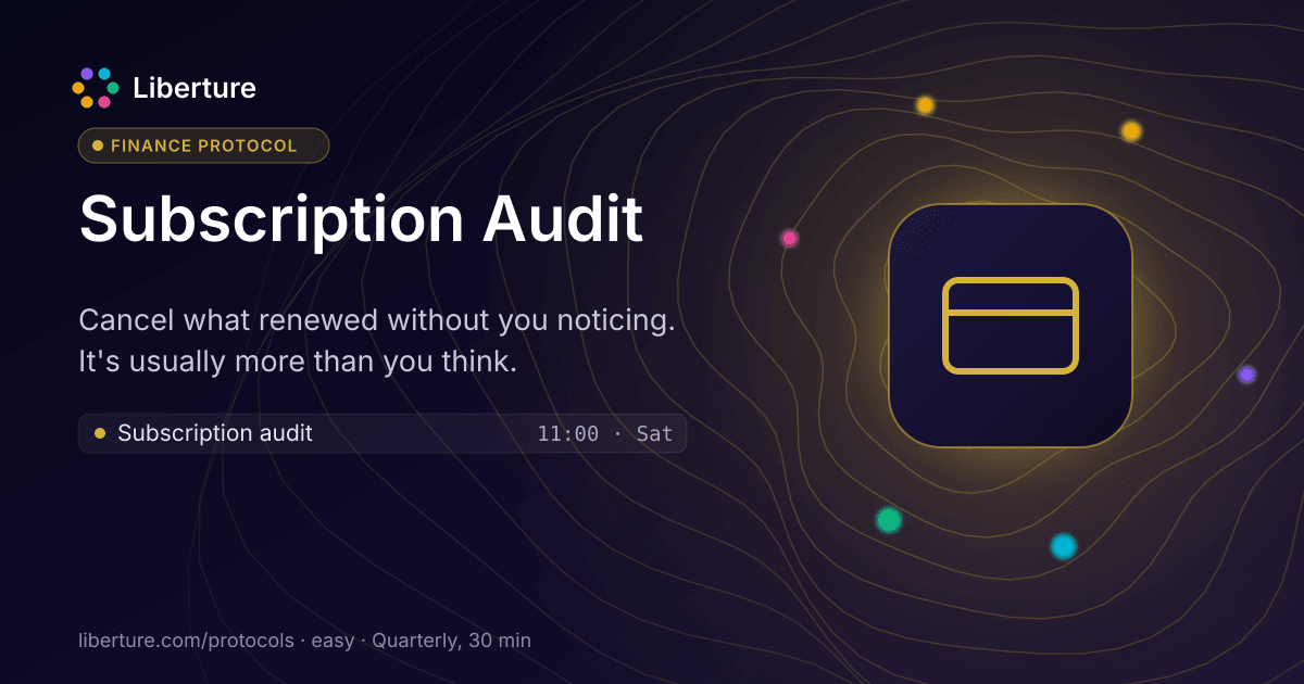 Subscription Audit: finance protocol. Cancel what renewed without you noticing. It's usually more than you think.